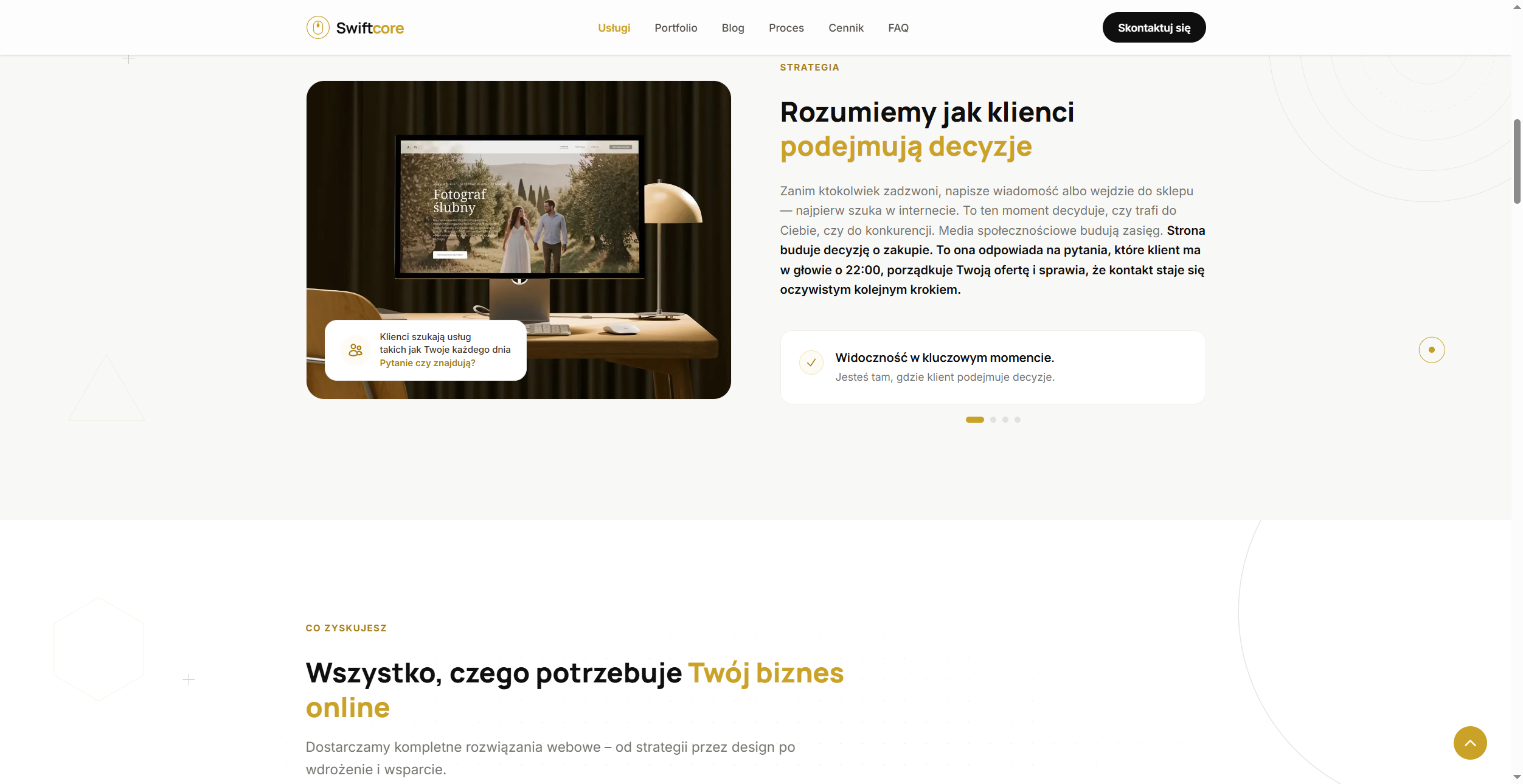 Swiftcore — services section of the studio website