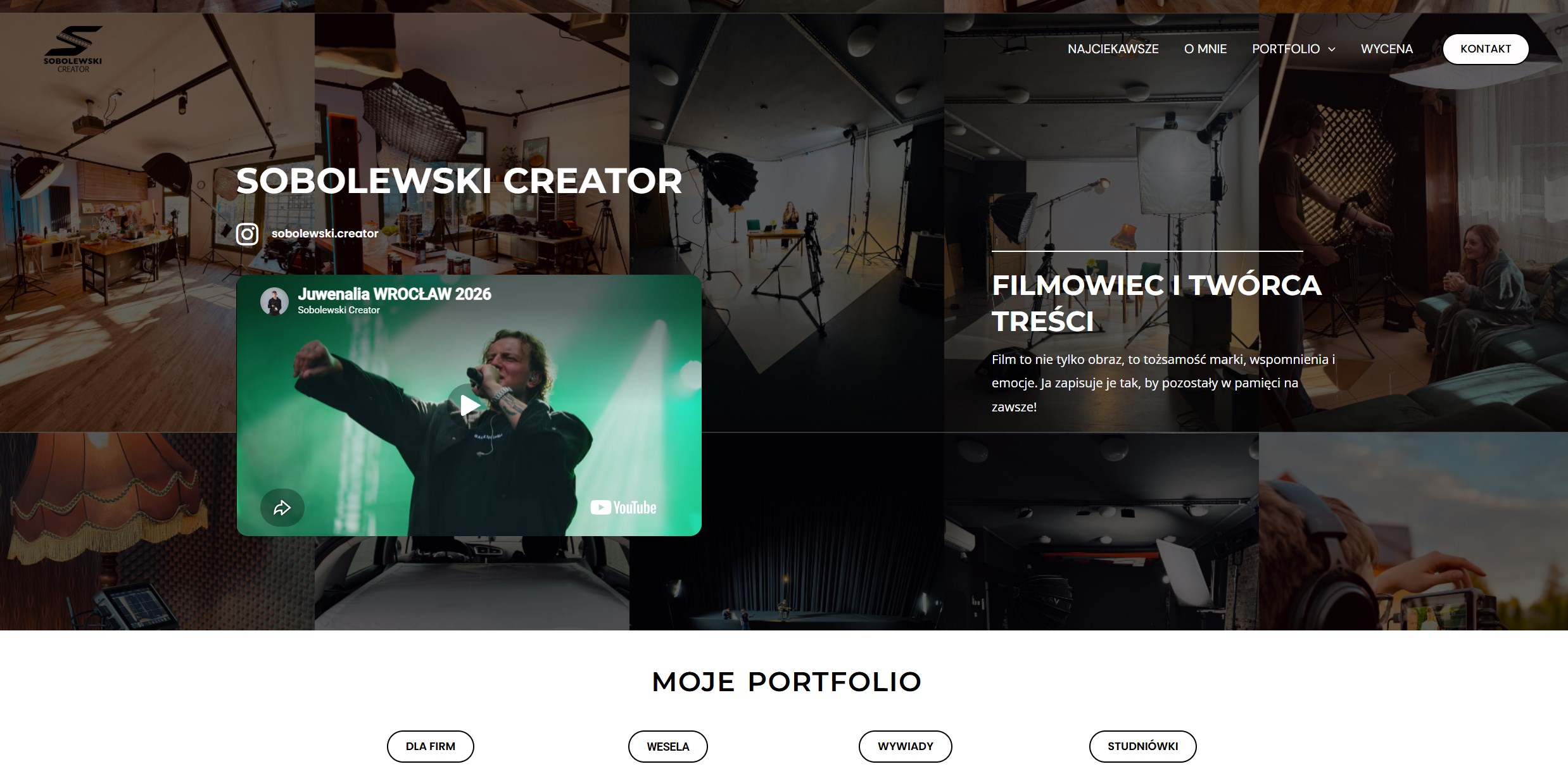 Sobolewski Creator — homepage for a filmmaker and content creator