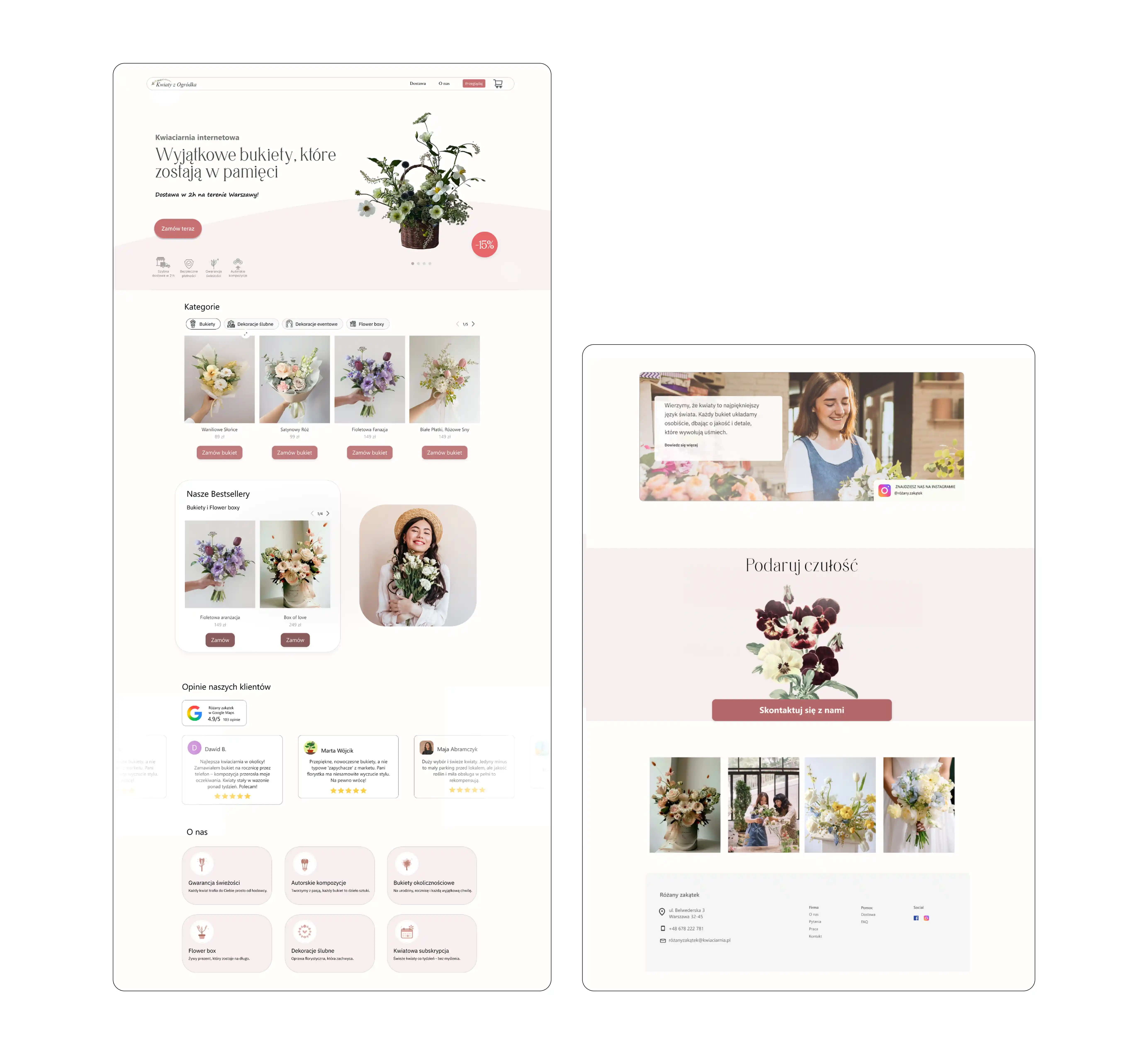 Flower shop — desktop store mockup